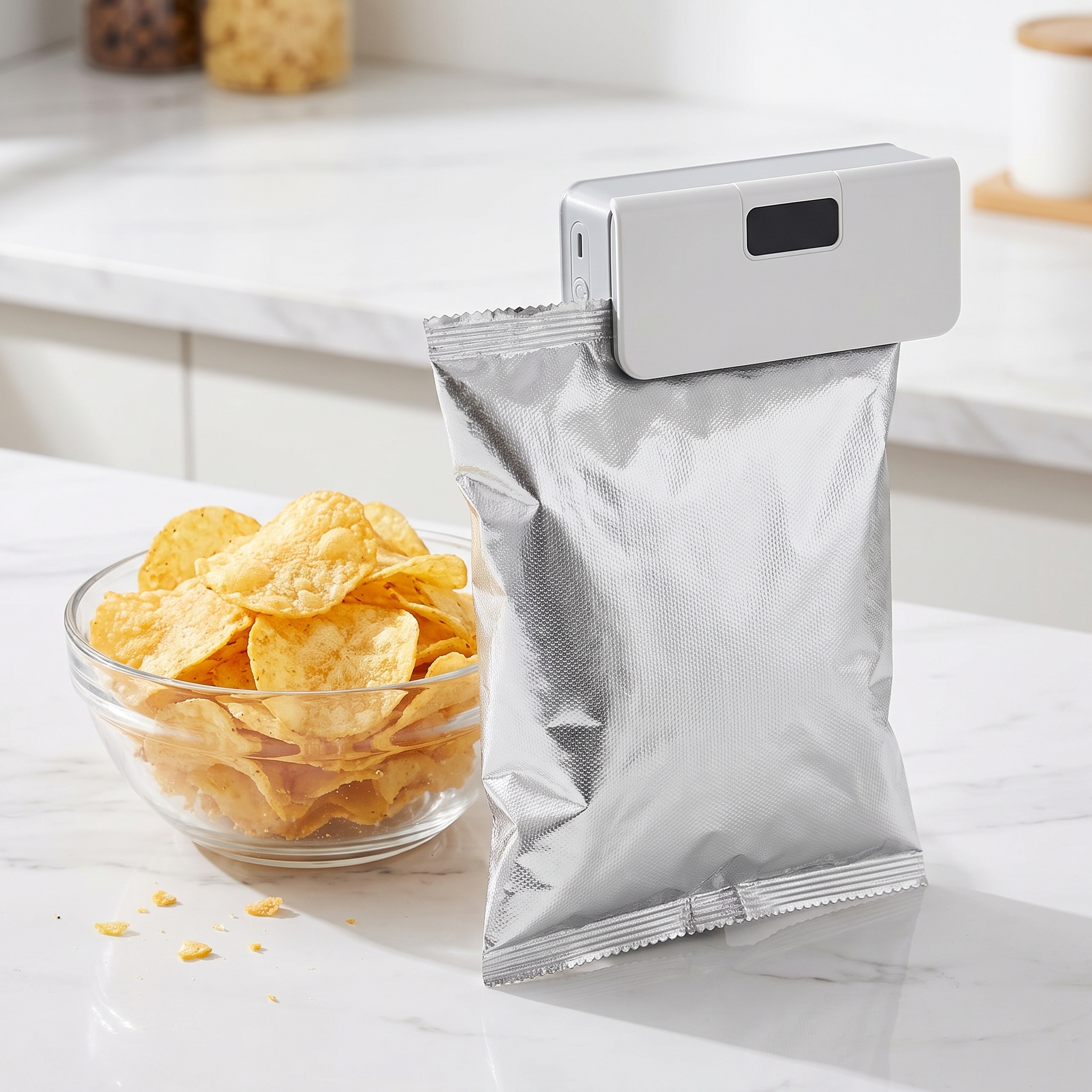 Sealed bag, fresh chips