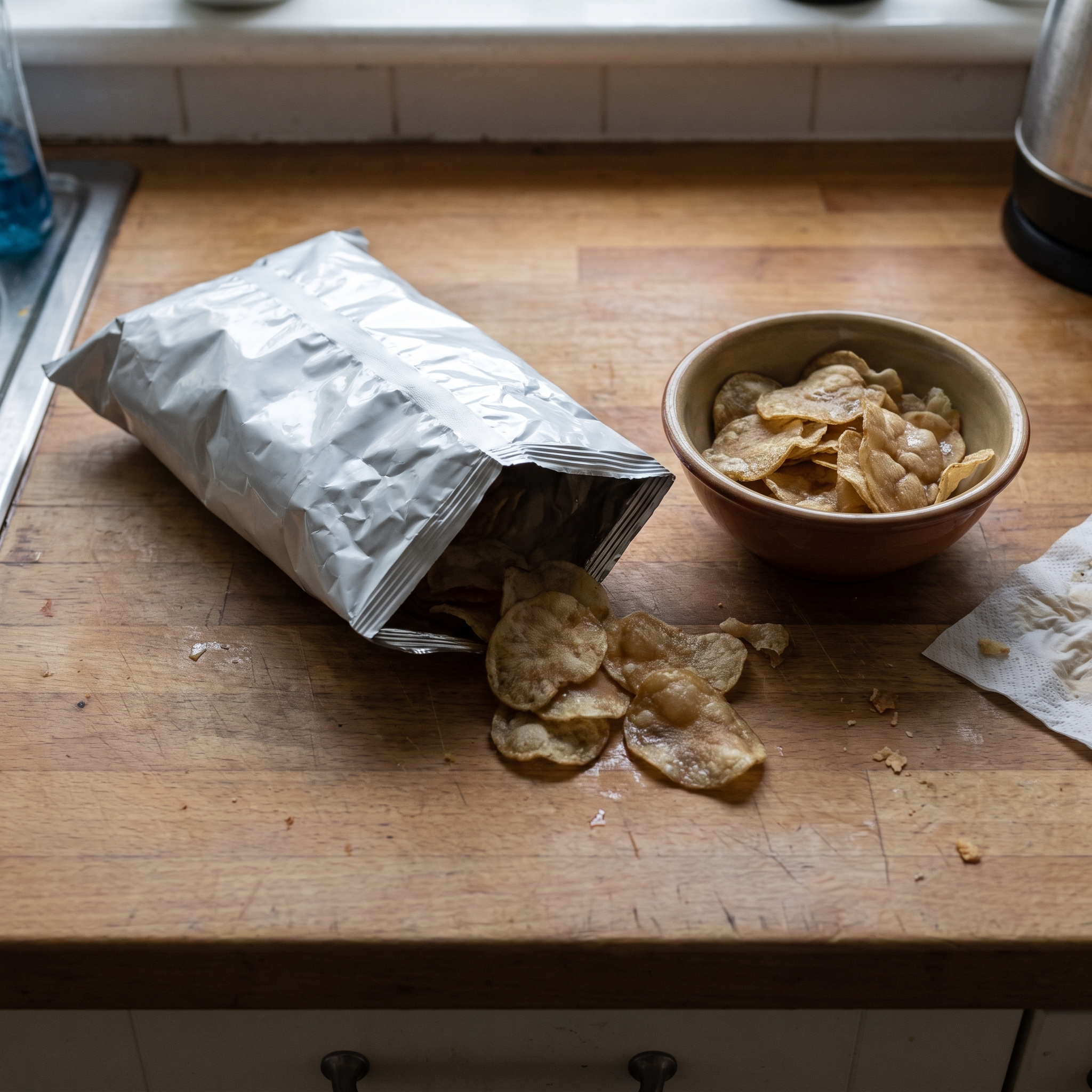 Open bag, stale chips